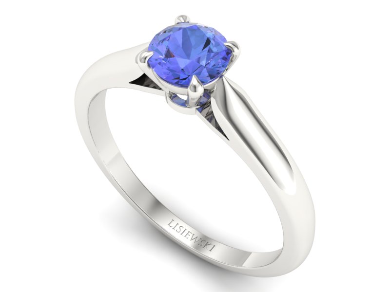 Złoty pierścionek z tanzanitem białe złoto - p16338bt — zdjęcie 3