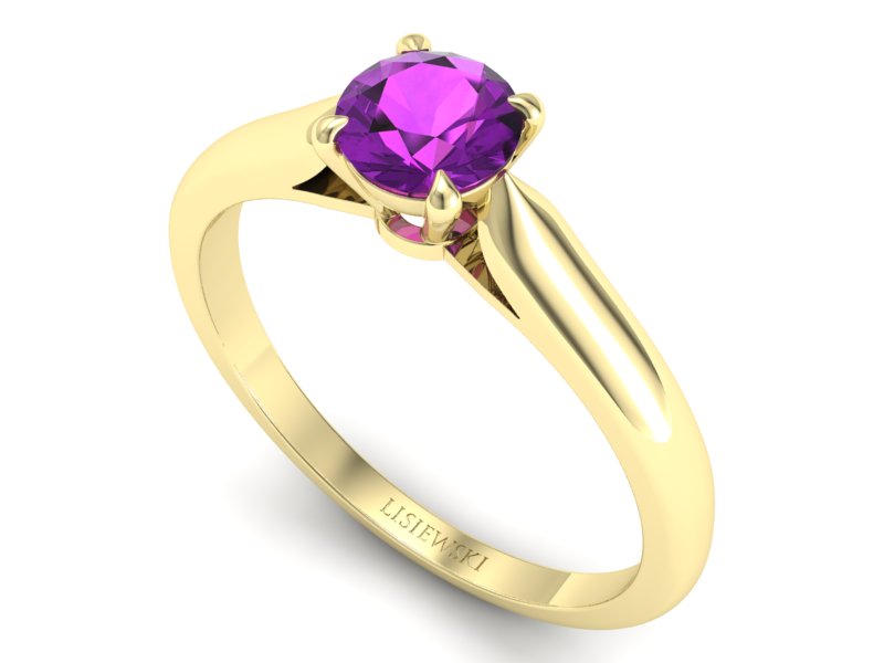 Złoty pierścionek z ametystem żółte złoto - p16338zat — zdjęcie 3