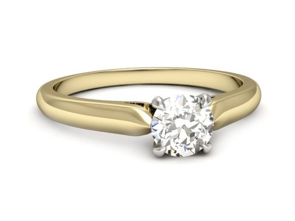 Pierścionek z diamentem żółte i białe złoto 585 - p16338zb