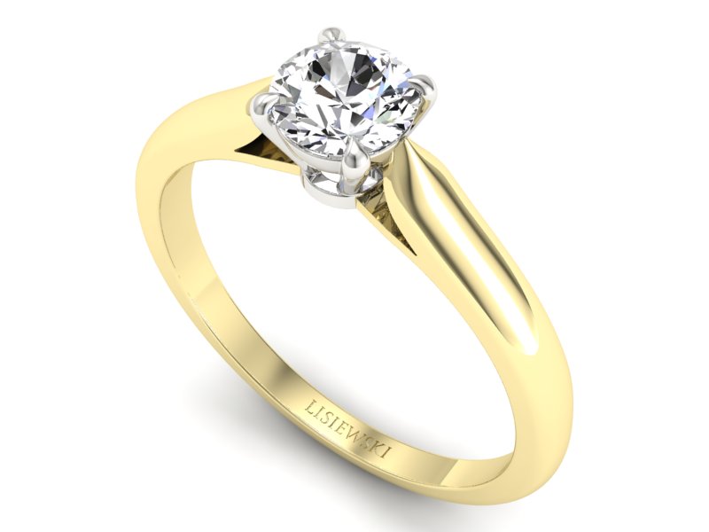 Pierścionek z diamentem żółte i białe złoto - p16338zb — zdjęcie 3