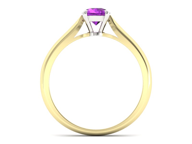 Pierścionek z ametystem żółte i białe złoto - p16338zbat — zdjęcie 2
