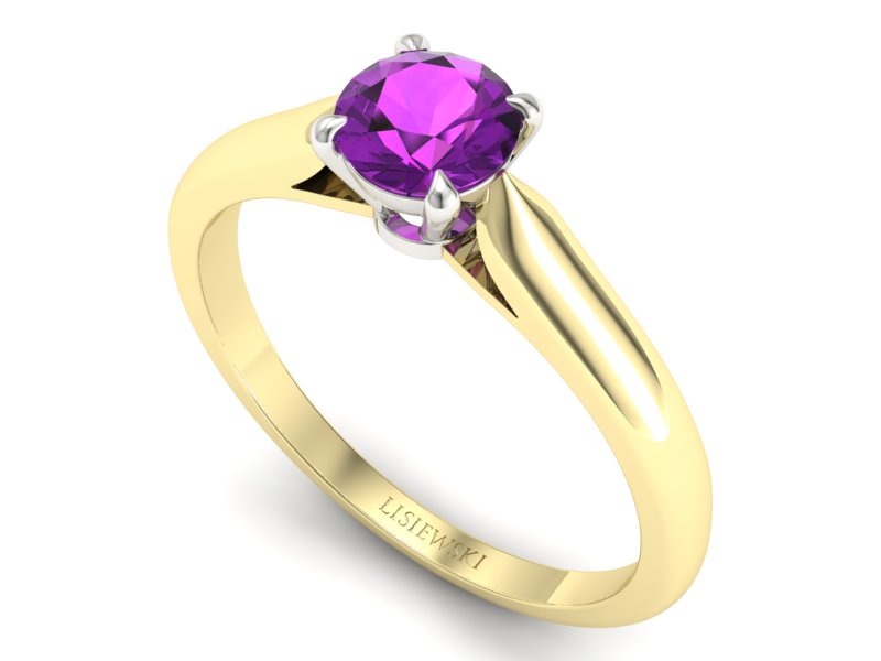 Pierścionek z ametystem żółte i białe złoto - p16338zbat — zdjęcie 3