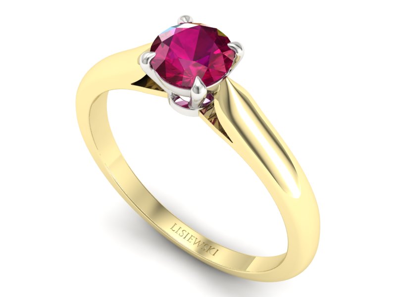 Pierścionek z rubinem żółte białe złoto - p16338zbr — zdjęcie 3