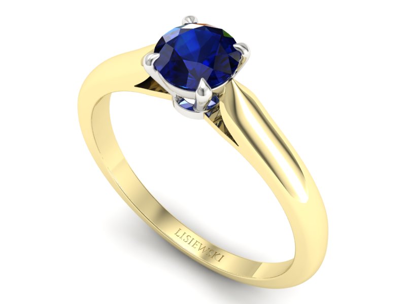 Pierścionek z szafirem żółte białe złoto - p16338zbsz — zdjęcie 3