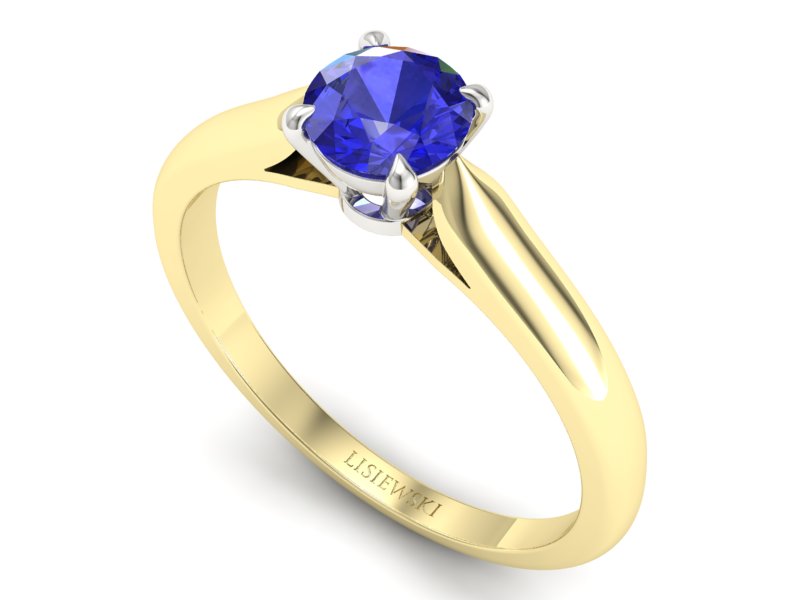 Pierścionek z szafirem żółte białe złoto - p16338zbszc — zdjęcie 3