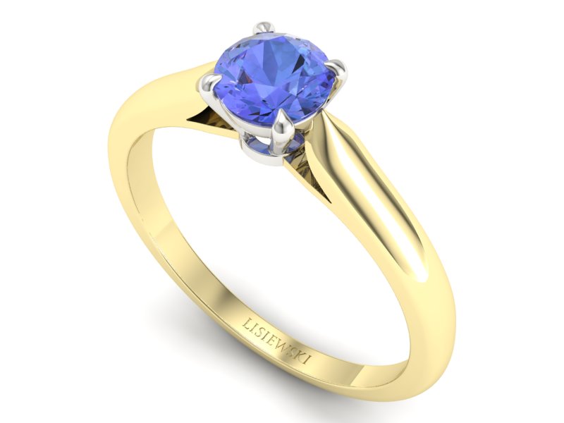 Pierścionek z tanzanitem żółte białe złoto - p16338zbt — zdjęcie 3