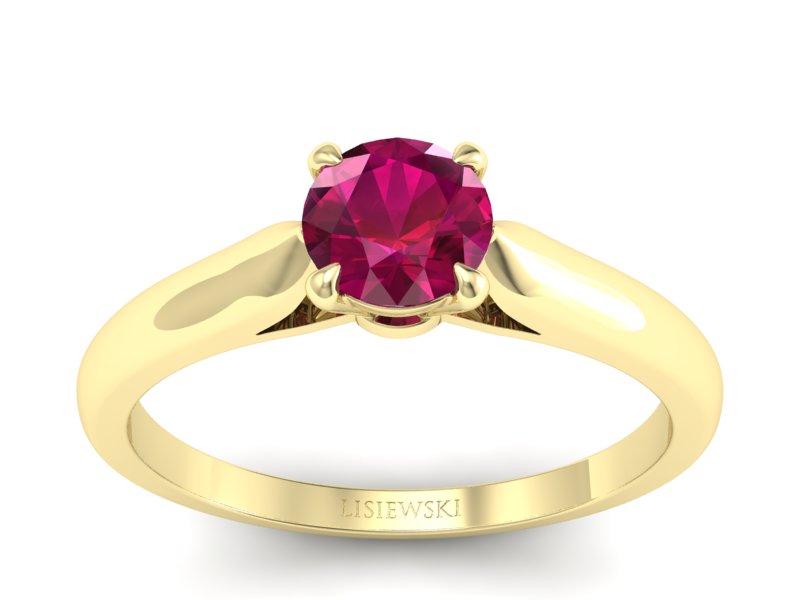 Złoty pierścionek z rubinem żółte złoto - p16338zr