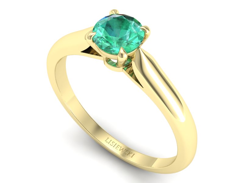 Złoty pierścionek ze szmaragdem żółte złoto - p16338zsm — zdjęcie 3