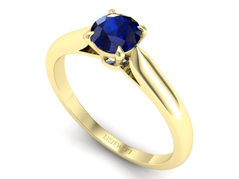 Złoty pierścionek z szafirem żółte złoto - p16338zsz — zdjęcie 3