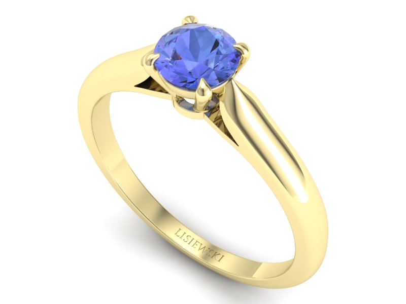 Złoty pierścionek z tanzanitem żółte złoto - p16338zt — zdjęcie 3