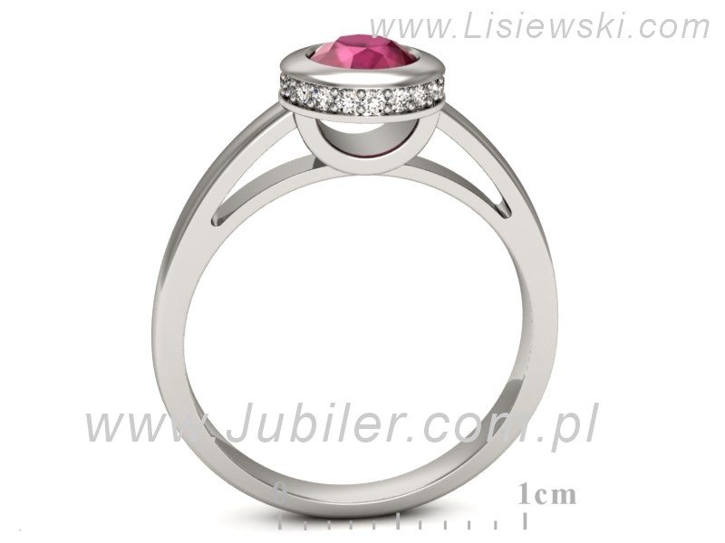 Pierścionek z rubinem i brylantami białe złoto - p16339br — zdjęcie 3