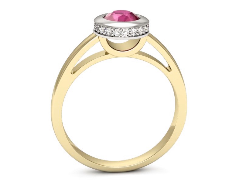Pierścionek z rubinem i diamentami - p16339zbr — zdjęcie 3
