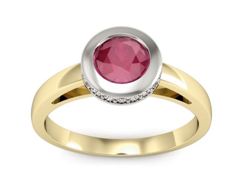Pierścionek z rubinem i diamentami - p16339zbr