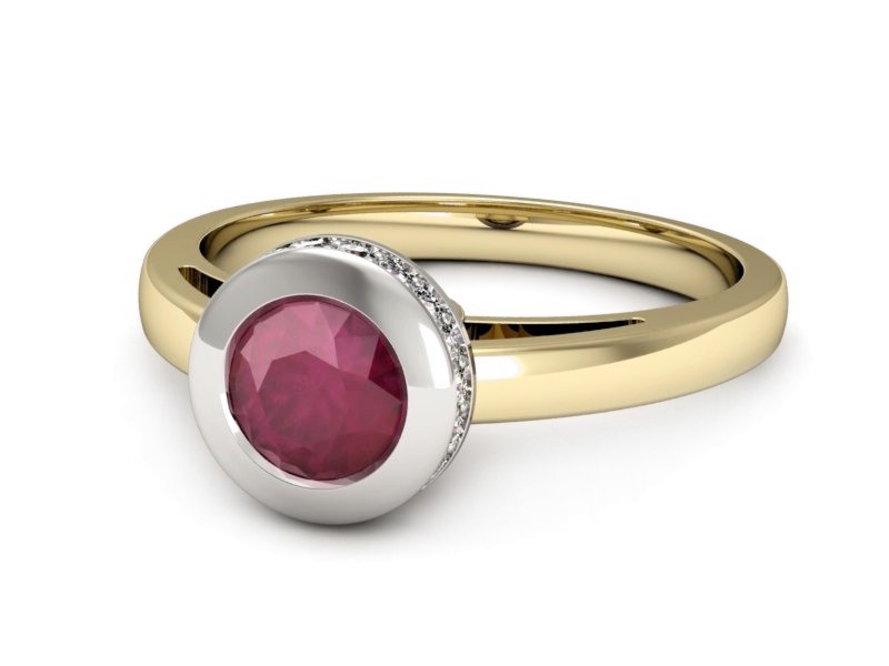 Pierścionek z rubinem i diamentami - p16339zbr — zdjęcie 2