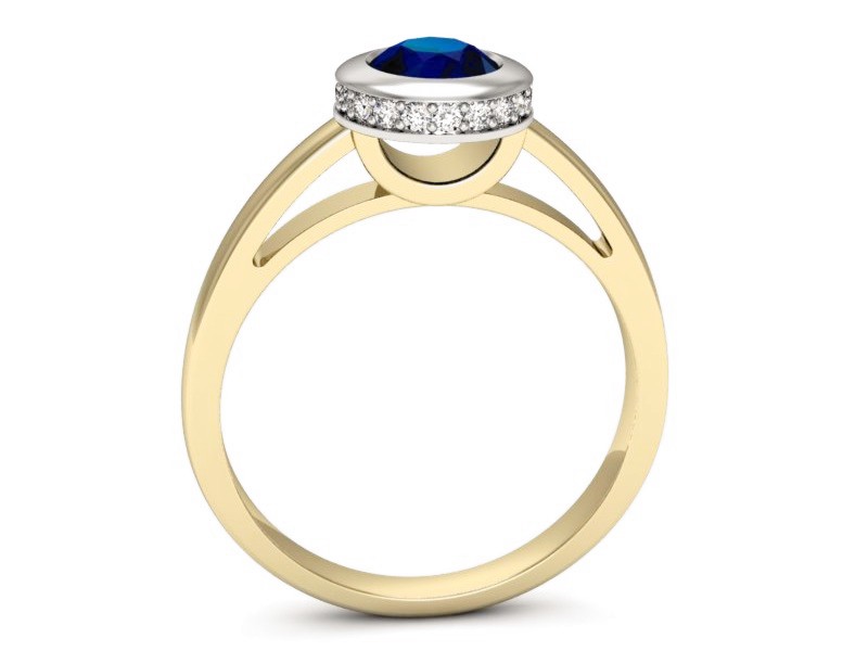 Pierścionek z szafirami i diamentami - p16339zbsz — zdjęcie 3