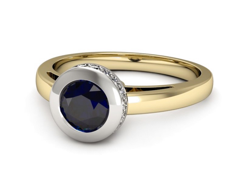 Pierścionek z szafirami i diamentami - p16339zbsz — zdjęcie 2