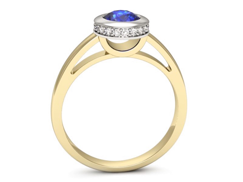Pierścionek z szafirem i diamentami - p16339zbszc — zdjęcie 3