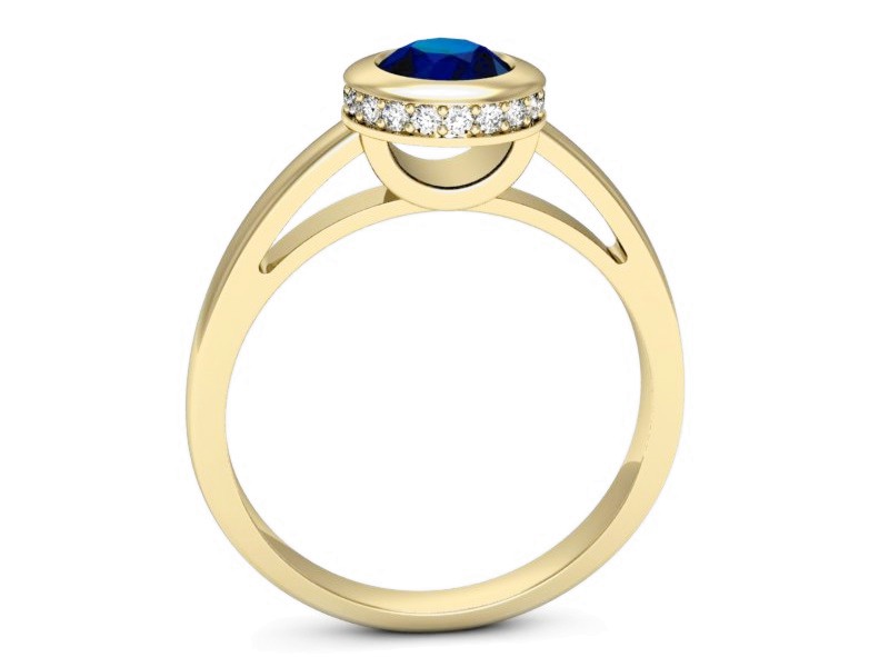 Złoty pierścionek z szafirem i diamentami - p16339zsz — zdjęcie 3