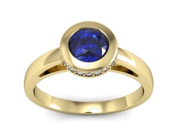 Złoty pierścionek z szafirem i diamentami - p16339zszc - 1