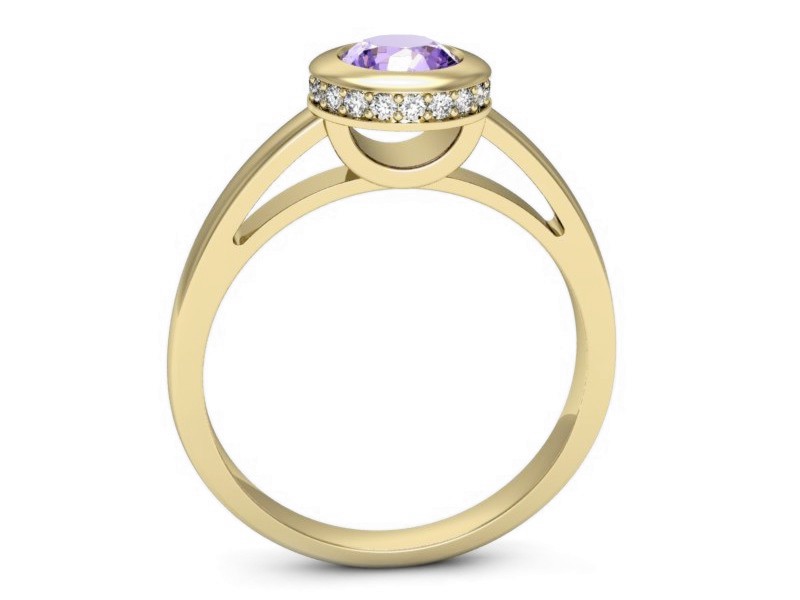 Pierścionek z tanzanitem i brylantami żółte złoto - p16339zt — zdjęcie 3