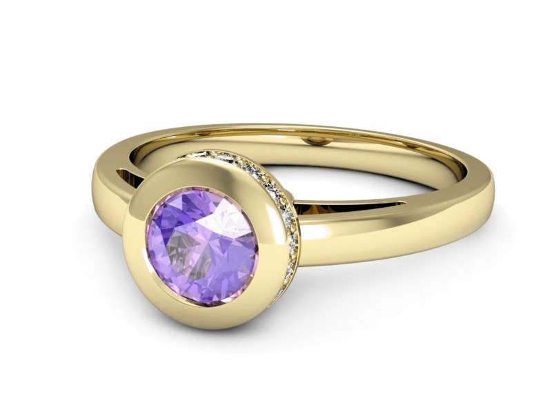 Pierścionek z tanzanitem i brylantami żółte złoto - p16339zt — zdjęcie 2