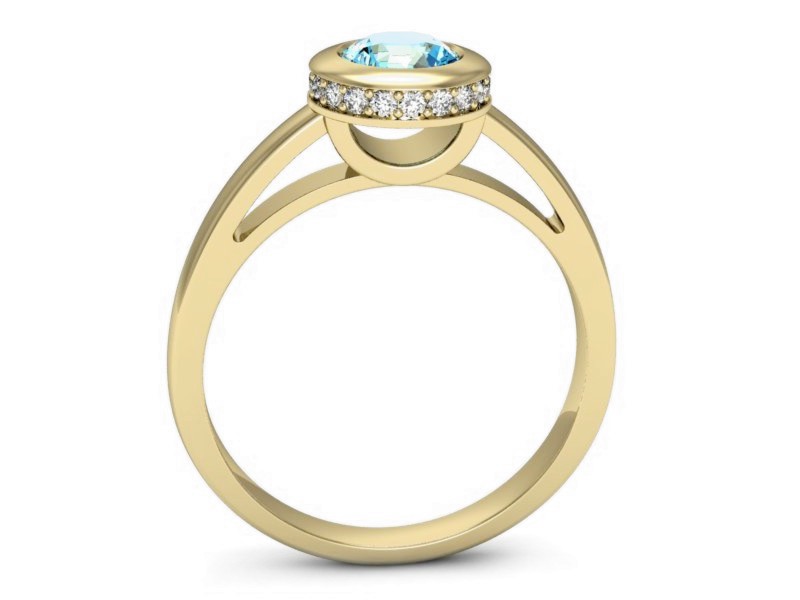 Pierścionek z topazem i brylantami żółte złoto - p16339ztp — zdjęcie 3