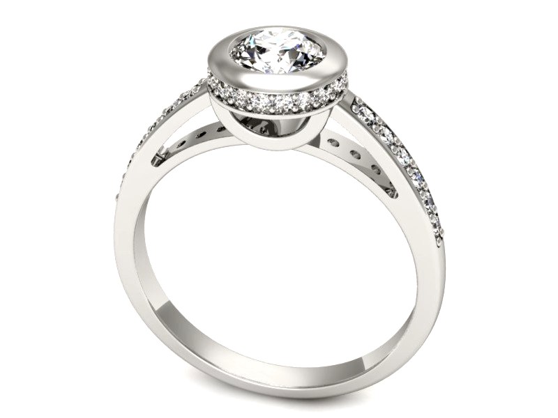 Złoty pierścionek z brylantami białe złoto - p16340b — zdjęcie 3