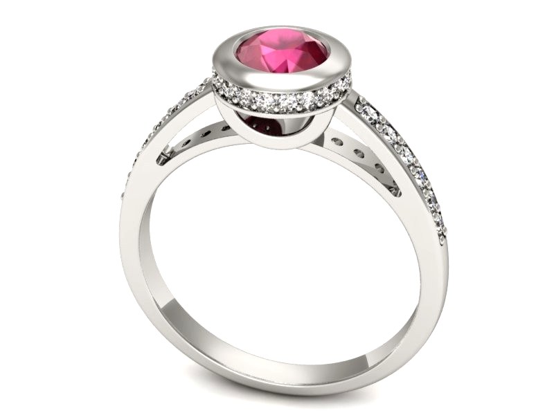 Pierścionek z rubinem i brylantami białe złoto - p16340br — zdjęcie 3