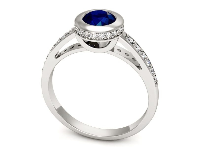Pierścionek z szafirem i brylantami białe złoto - p16340bsz — zdjęcie 3