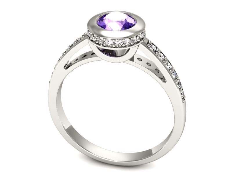 Pierścionek z tanzanitem białe złoto i brylantami - p16340bt — zdjęcie 3