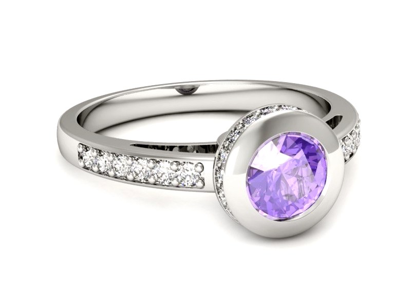 Pierścionek z tanzanitem białe złoto i brylantami - p16340bt — zdjęcie 2