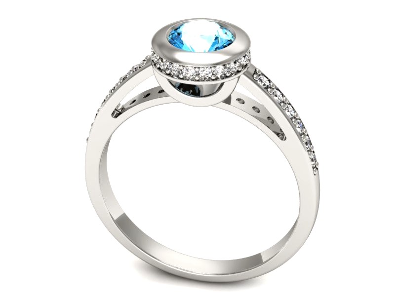 Pierścionek z topazem i brylantami białe złoto - p16340btp — zdjęcie 3