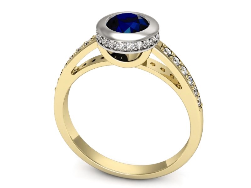 Pierścionek z szafirami i diamentami - p16340zbsz — zdjęcie 3
