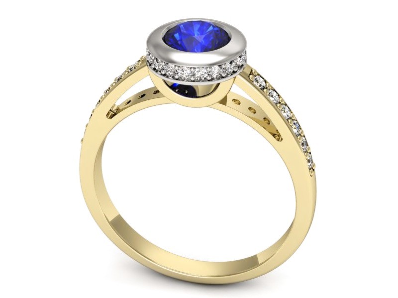 Pierścionek z szafirem i diamentami - p16340zbszc — zdjęcie 3