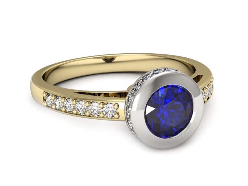Pierścionek z szafirem i diamentami - p16340zbszc — zdjęcie 2