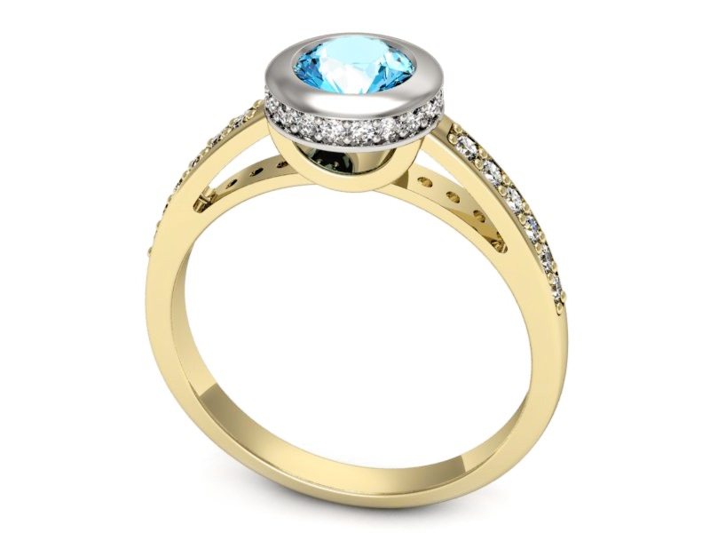 Pierścionek topaz i brylanty białe żółte złoto - p16340zbtp — zdjęcie 3
