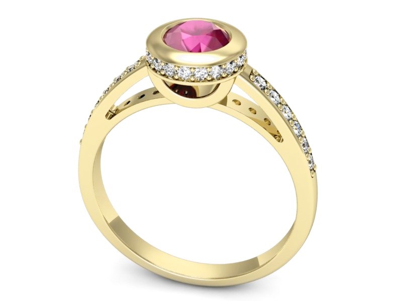 Pierścionek z rubinem i brylantami - p16340zr — zdjęcie 3