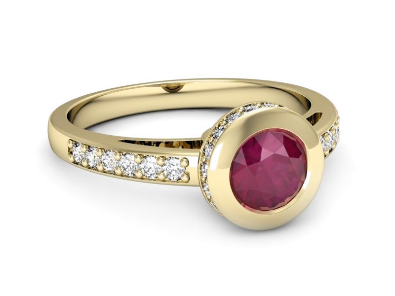 Pierścionek z rubinem i brylantami - p16340zr — zdjęcie 2