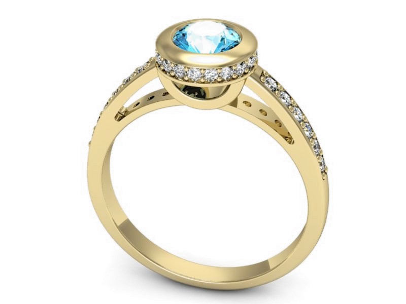 Złoty pierścionek z topazem i brylantami - p16340ztp — zdjęcie 3
