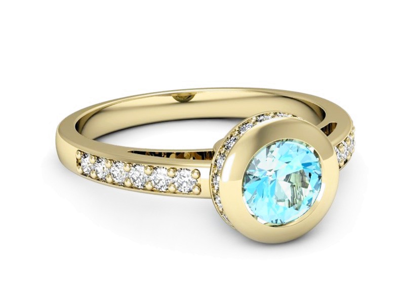 Złoty pierścionek z topazem i brylantami - p16340ztp — zdjęcie 2