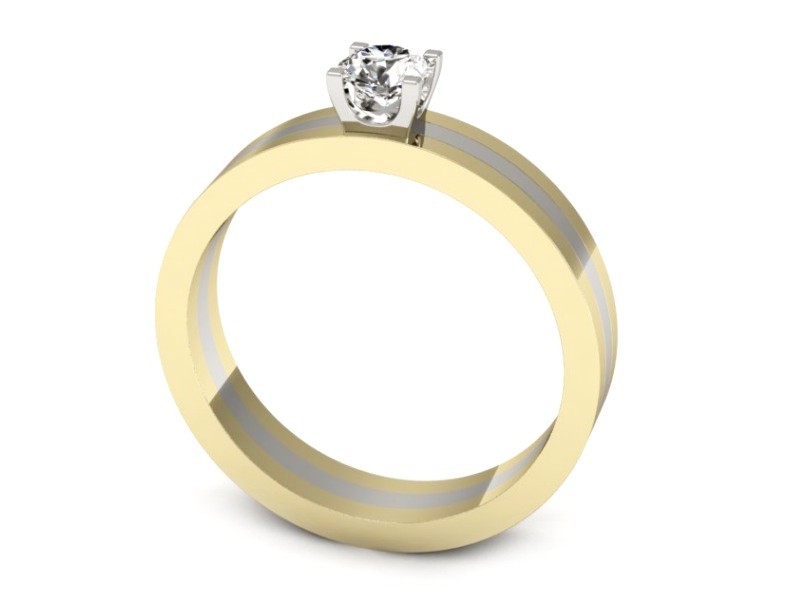 Pierścionek z diamentem żółte i białe złoto - p16341zb — zdjęcie 3