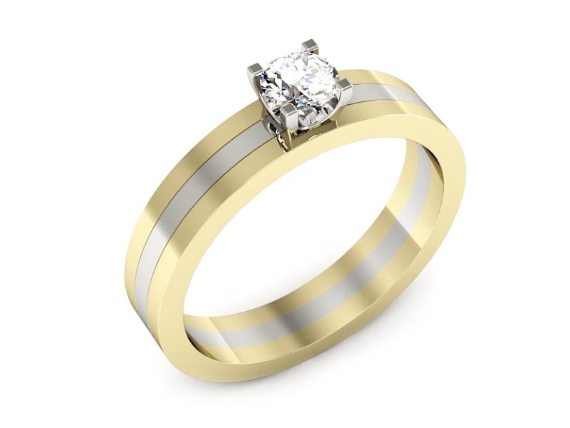Pierścionek z diamentem żółte i białe złoto - p16341zb