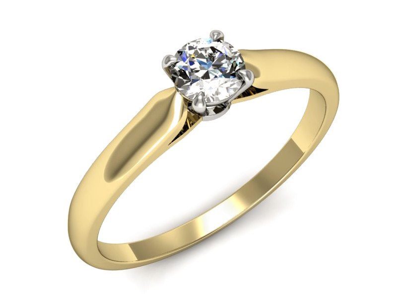 Pierścionek z diamentem żółte i białe złoto - p16342zb