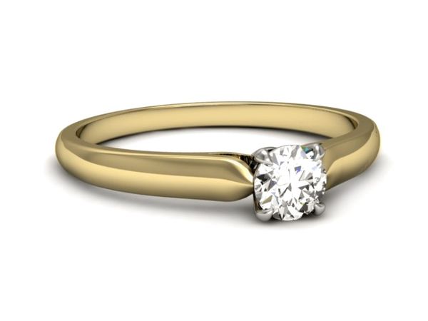 Pierścionek z diamentem żółte i białe złoto 585 - p16342zb