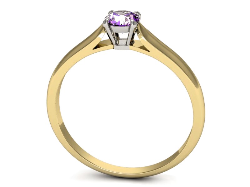 Pierścionek z ametystem żółte i białe złoto - p16342zbat — zdjęcie 3