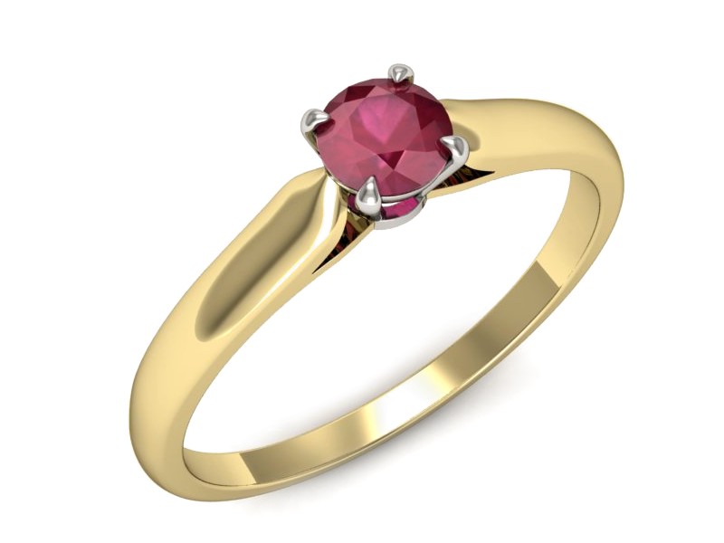 Pierścionek z rubinem żółte białe złoto - p16342zbr