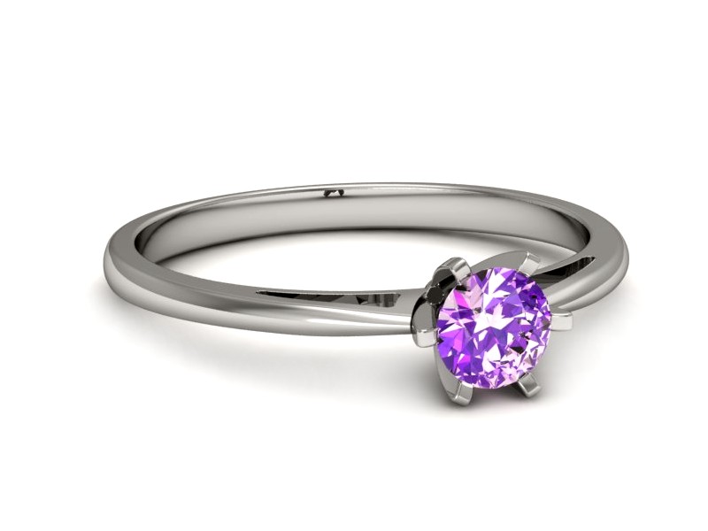 Złoty pierścionek z ametystem białe złoto - p16343bat — zdjęcie 2