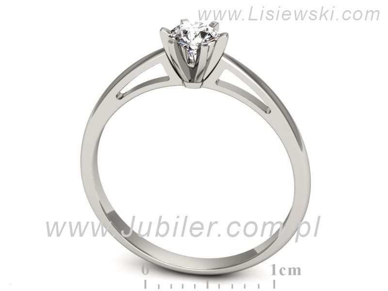 Złoty pierścionek z brylantem białe złoto - p16343bV — zdjęcie 3