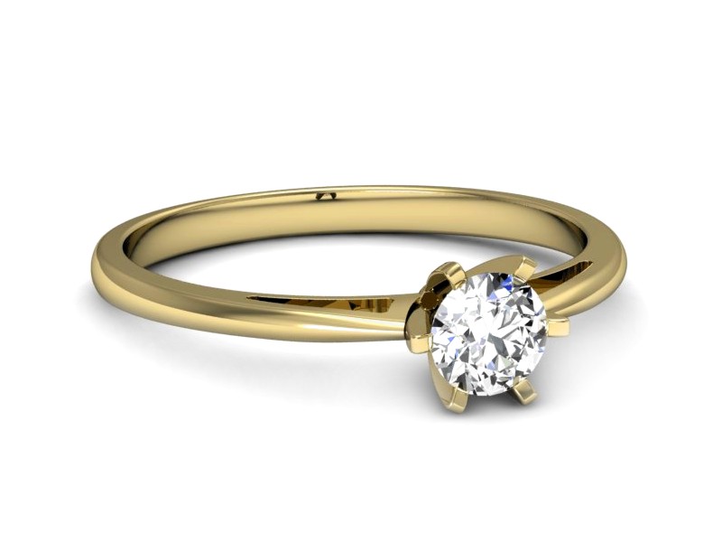 Złoty pierścionek z brylantem żółte złoto - p16343z — zdjęcie 2