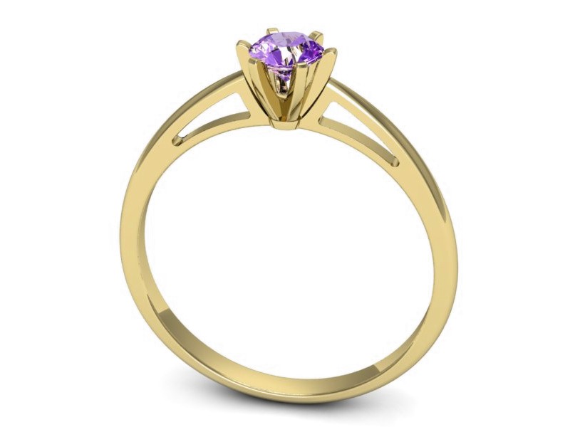 Złoty pierścionek z ametystem żółte złoto - p16343zat — zdjęcie 3